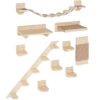 QLS Katzen Kletterwand aus Holz - Set