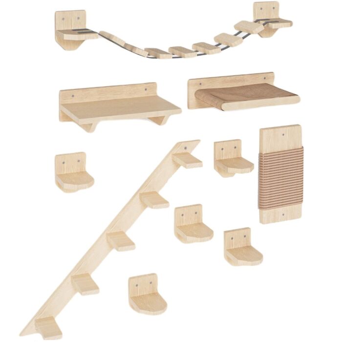 QLS Katzen Kletterwand aus Holz - Set