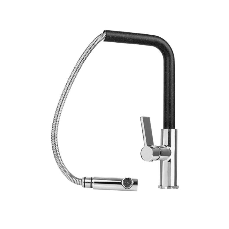 Wasserhahn Küchenarmatur Spülaramtur Spültischarmatur Küche Mischbatterie Ausziehbar Drehbar Armatur Brause Einhebel Chrom Schwarz Silber (Graphit)
