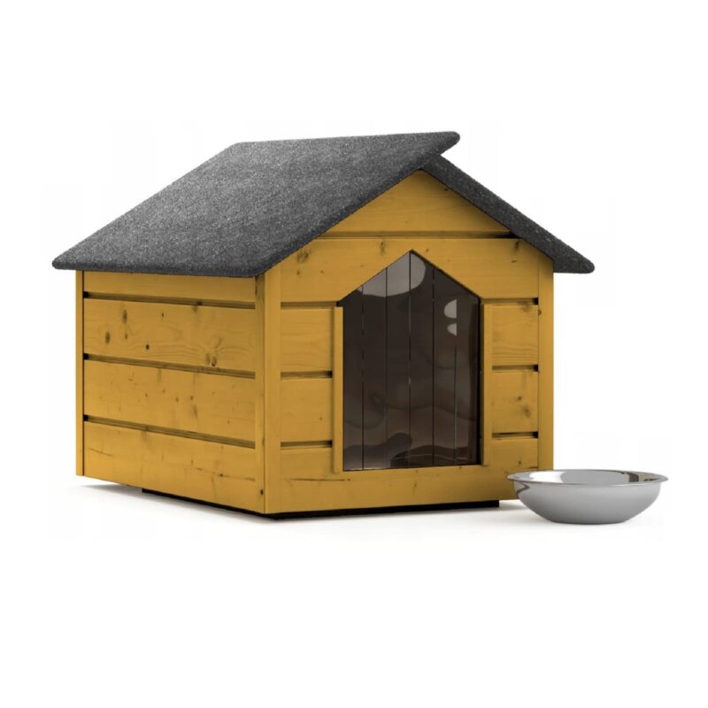 Hundehütte outdoor Hundehaus L Farblos Katzenhaus Höhle Winterfest Isoliert massiv Holz 80x64x61cm (Kiefer)
