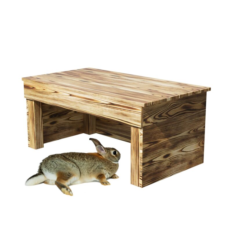 QLS Holzhaus Kleintierhaus für Kaninchen Geölt Geflammt
