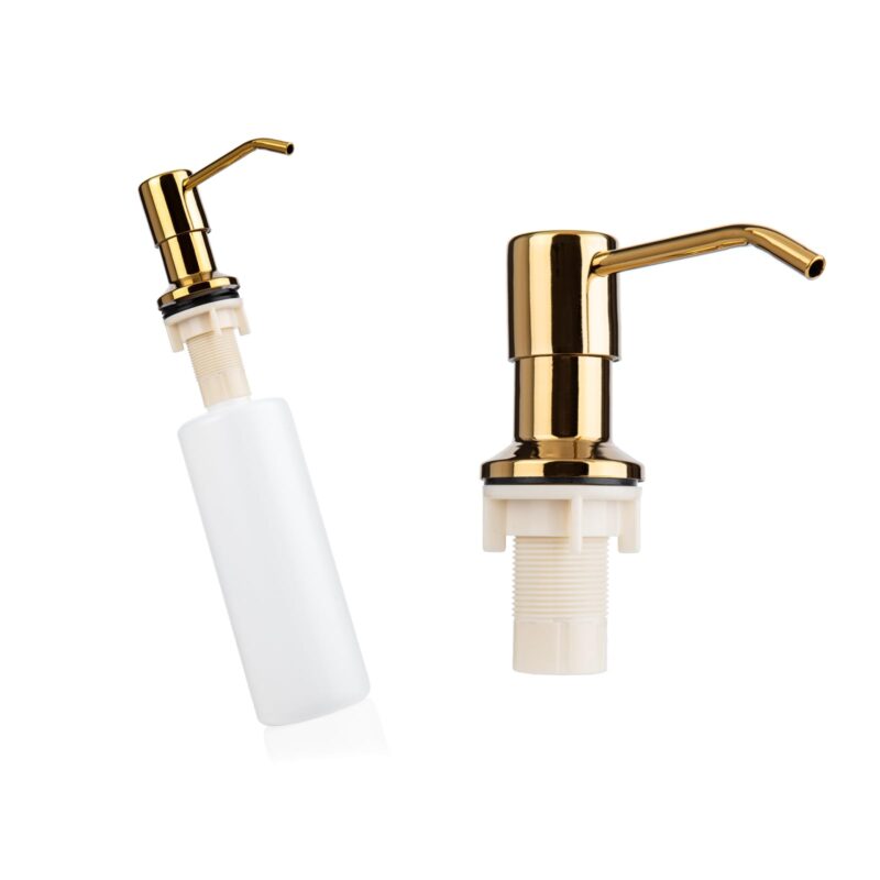 Seifenspender Spülmittelspender für Spülbecken Einbau Spüle Küche Rund 300 ml (Gold)