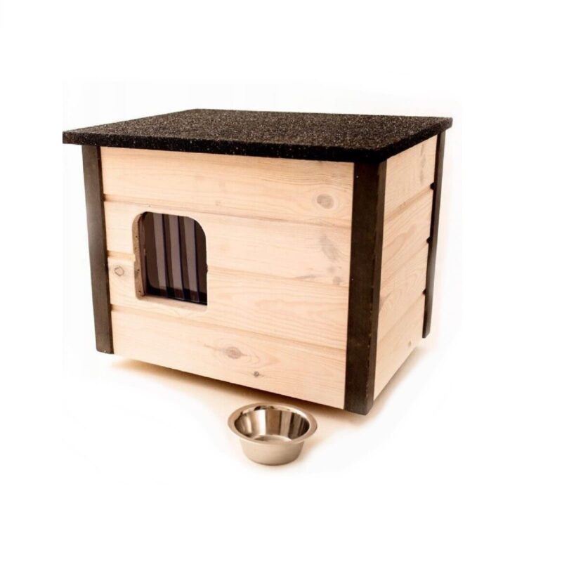 Katzenhaus 57x47 cm Katzenhütte Höhle Outdoor für draußen winterfest isoliert Holz Versteck Sicherheit Komfort