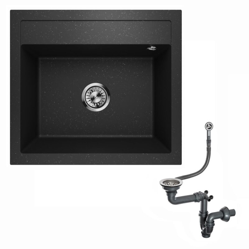 Spülbecken mit Siphon Lavello Decoro 0.0 Schwarz Metallic