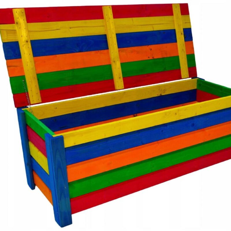 QLS Handels Gartenkiste Holzkiste Aufbewahrungsbox Woodenbox Garten Balkon 120 x 48 x 46 cm perfekt für den Garten und Wohnung (Bunt #E06956)