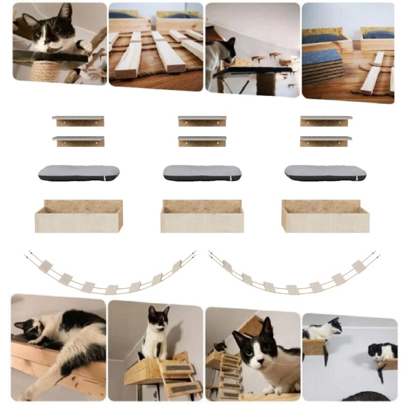 Katzen Kletterwand Katzenliege Wandliege Katzenbett Katzenregal Wandmontage XXL Wohnzimmer Schlafzimmer