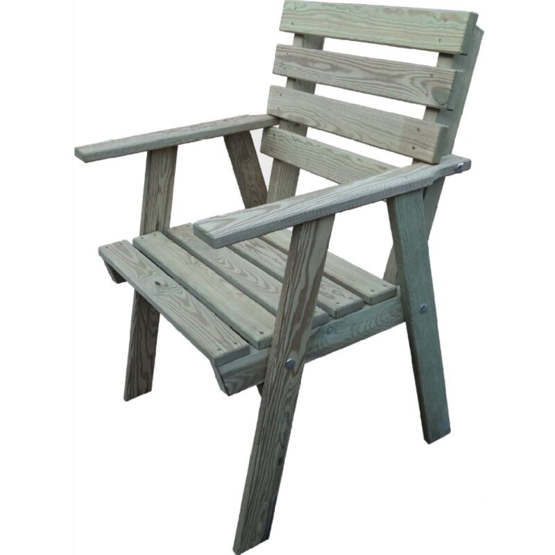 QLS Gartenstuhl Sessel für 1 Person Garten Terrasse Balkon Holz Relax Grün Permanent