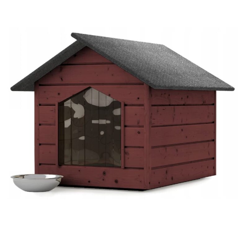 Hundehütte Hundehaus outdoor Katzenhaus Höhle Winterfest Isoliert Holz 116x90x82 cm XL (Mahagoni #E08984)