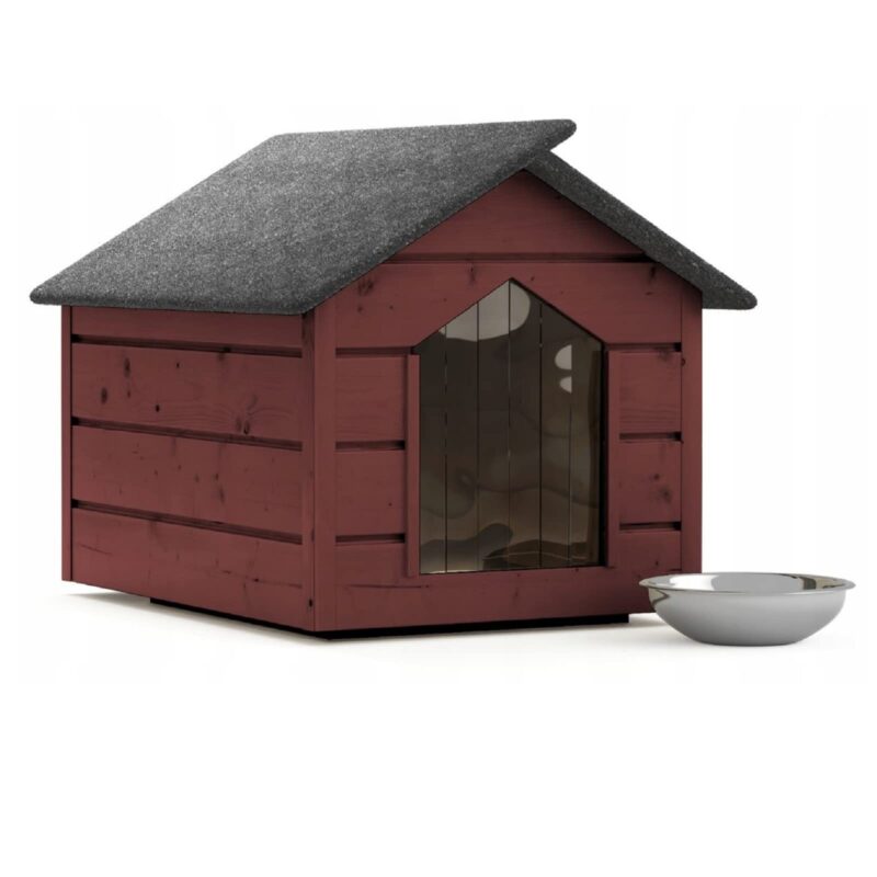 Hundehütte outdoor Hundehaus L Farblos Katzenhaus Höhle Winterfest Isoliert massiv Holz 80x64x61cm (Mahagoni)