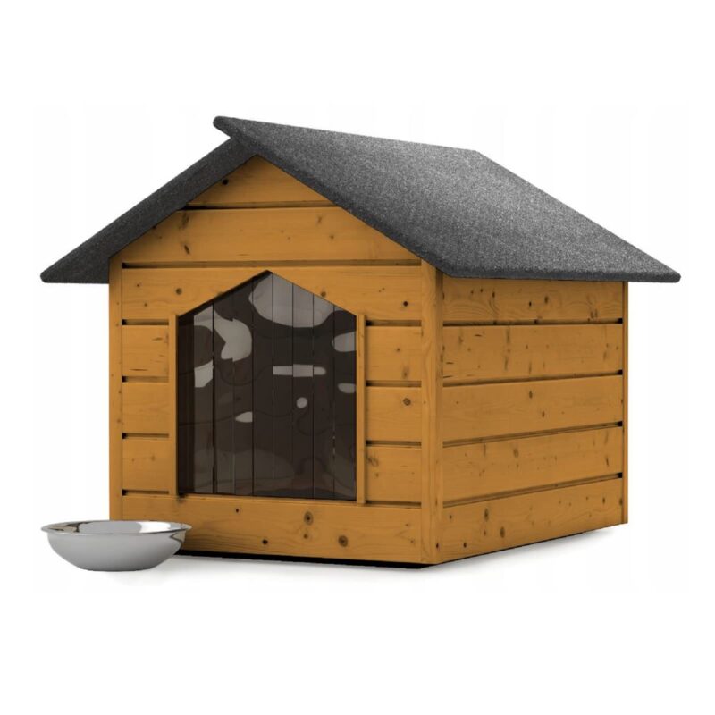 Hundehütte Hundehaus outdoor Katzenhaus Höhle Winterfest Isoliert Holz 116x90x82 cm XL (Pinie #E08982)