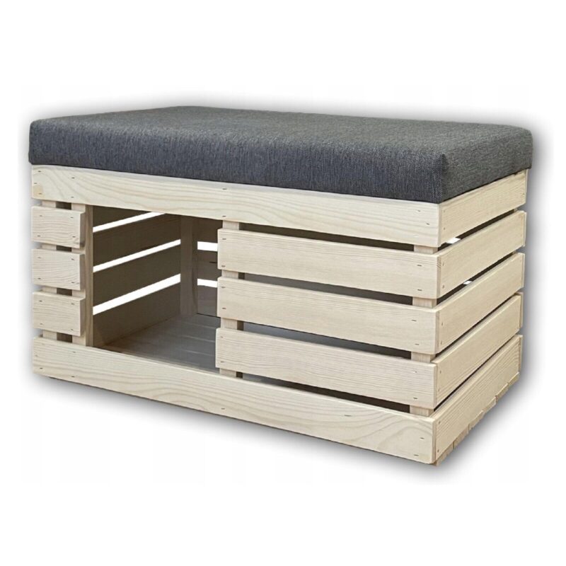 Katzenhaus mit Sitzfläche aus Holz Box mit Samt Material Sitzbank Katzenhütte Katzenhöhle handgefertigt verschiedene Größen (100 x 40 x 42 cm #E10133)