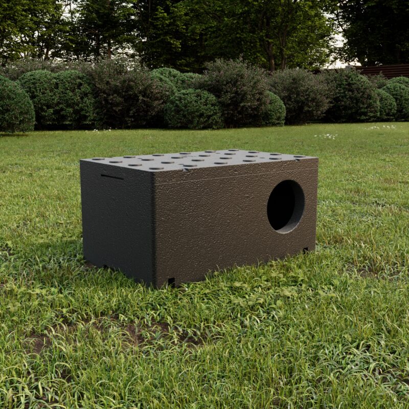 QLS Wetterfestes Katzenhaus aus Styropor – 60x40 cm Schwarz