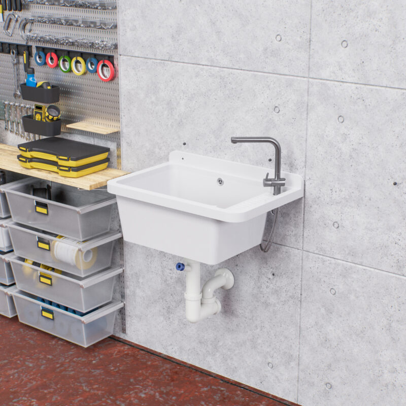 QLS Ausgussbecken 50x34 cm mit Siphon Gradia