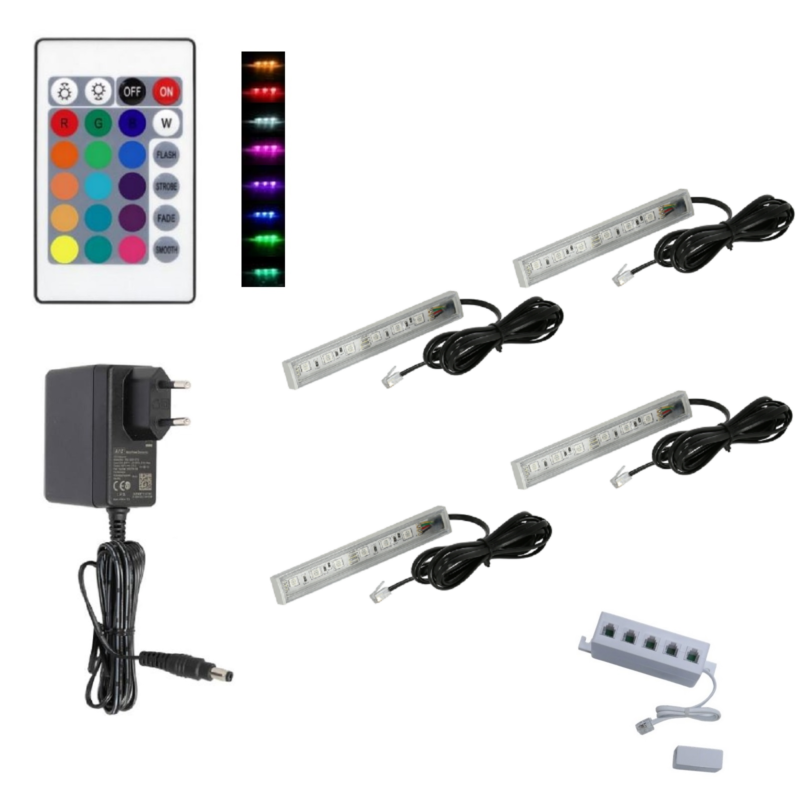 QLS LED Schrankbeleuchtung RGB 16 Farben - 4 Stück #11136