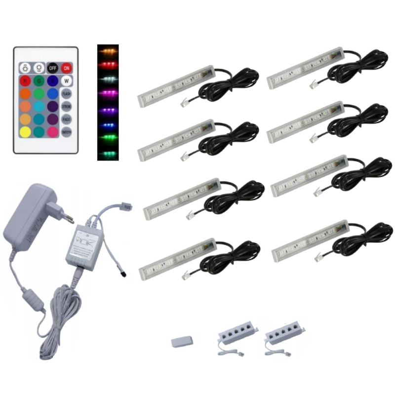 QLS LED Schrankbeleuchtung RGB 16 Farben - 8 Stück #11142