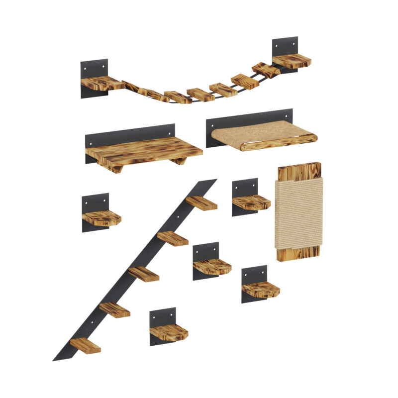 QLS Katzen Kletterwand Set Wandmontage