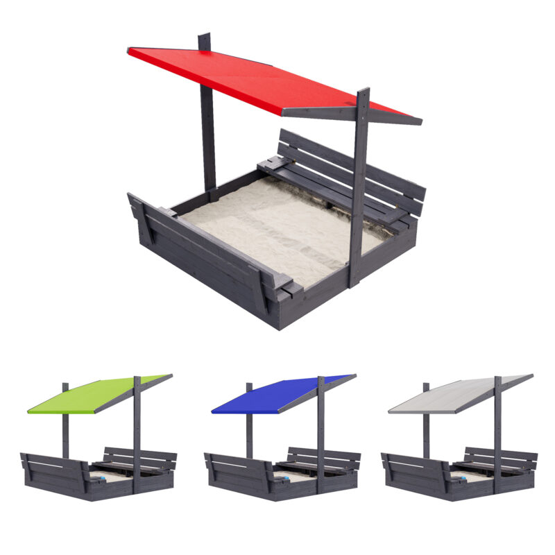 QLS Sandkasten 120 cm mit Sitzbank und Dach