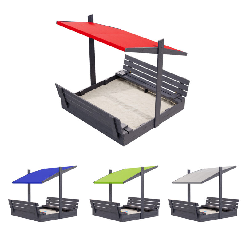 QLS Sandkasten 150 cm mit Sitzbank und Dach
