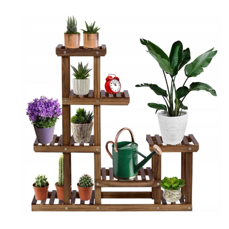 QLS Blumenständer aus Holz mit 5 Ebenen