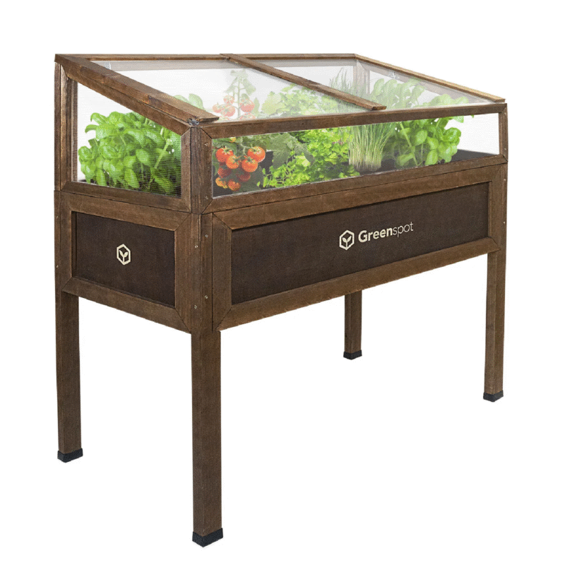 QLS Mini-Gewächshaus aus Holz 110x55 cm - dunkelbraun #11267