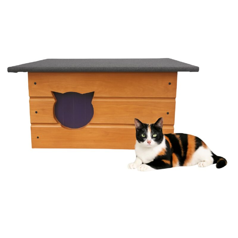 QLS Isoliertes Katzenhaus 60x40x40 cm Teak