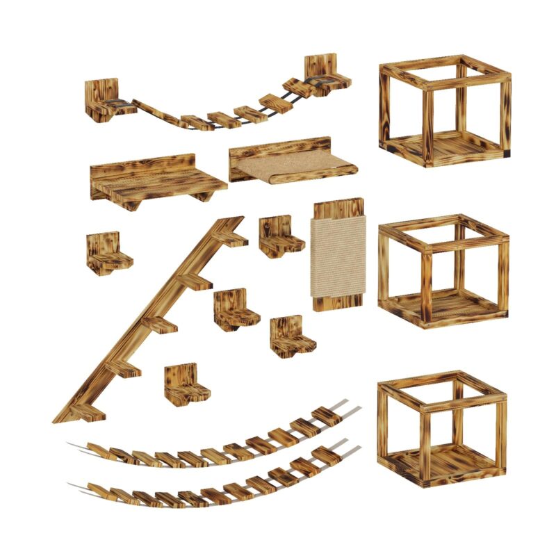 QLS Katzen Kletterwand Set XXL aus Holz