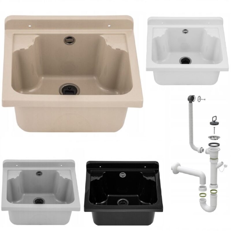 QLS Ausgussbecken mit Siphon 42x34 cm Manta mini